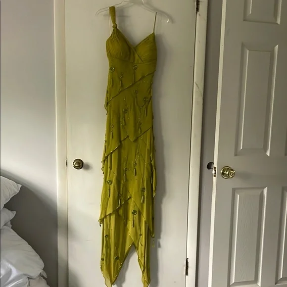 green emerald velvet dress Vintage 1960s Lime Leaves Cotton Day Dress
